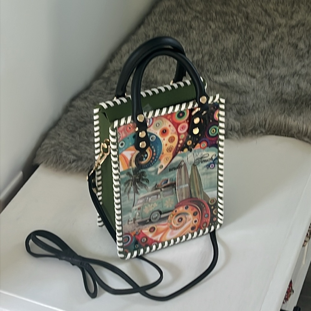 *SOLD* CHiP modern style VW camper van bug beetle car waves surf crossbody purse - Picture 17 of 17